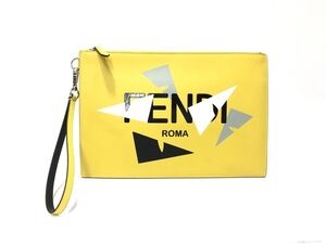Fendi Monster Leather Clutch Bag Yellow Shoulder